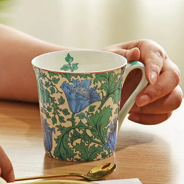 400ml Creative Flower Ceramic Mugs With Handle Floral Mugs Porcelain Bone China Tea Mug Coffee Cups Large Coffee Mugs Home Decor