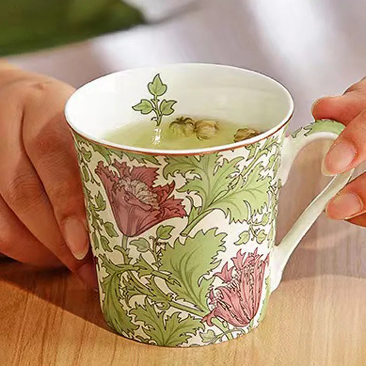 400ml Creative Flower Ceramic Mugs With Handle Floral Mugs Porcelain Bone China Tea Mug Coffee Cups Large Coffee Mugs Home Decor