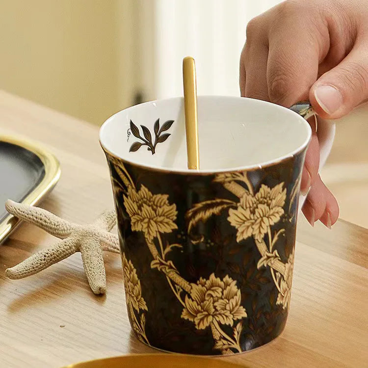 400ml Creative Flower Ceramic Mugs With Handle Floral Mugs Porcelain Bone China Tea Mug Coffee Cups Large Coffee Mugs Home Decor