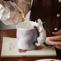 350ml Creative Ceramic Cat Mug with 3D Embossed Cat Design Exquisite Afternoon Tea Latte Coffee Cup Home Breakfast Milk Mug Gift