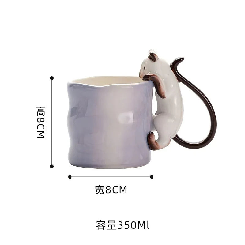 350ml Creative Ceramic Cat Mug with 3D Embossed Cat Design Exquisite Afternoon Tea Latte Coffee Cup Home Breakfast Milk Mug Gift