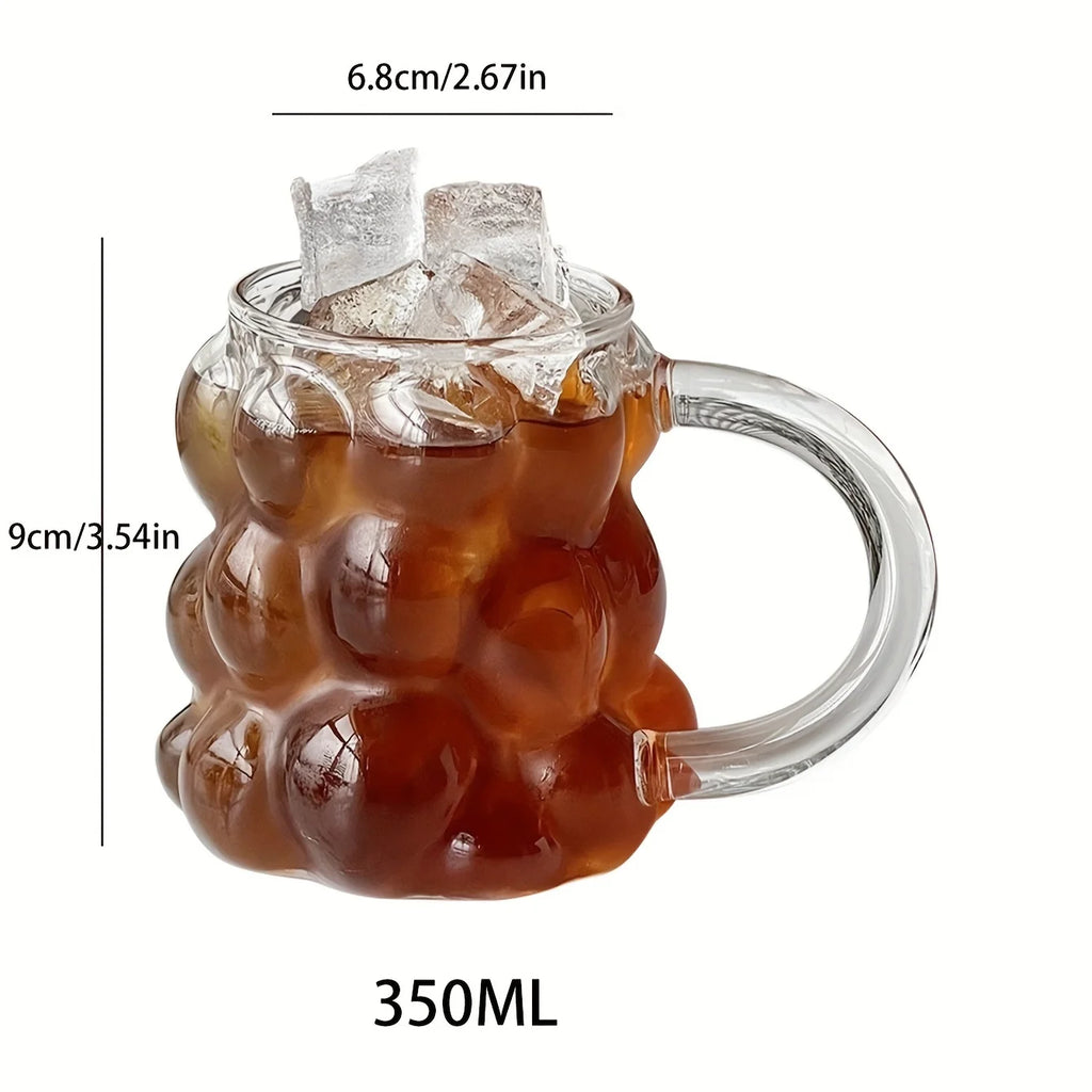 1pc 350ml Grapes Glass Coffee Mug Stylish Design Heat Resistant Drinking Glass Iced Coffee Cup Summer Winter Drinkware Gifts