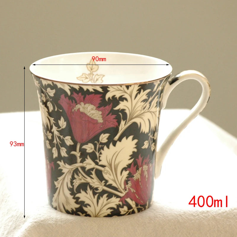 400ml Creative Flower Ceramic Mugs With Handle Floral Mugs Porcelain Bone China Tea Mug Coffee Cups Large Coffee Mugs Home Decor