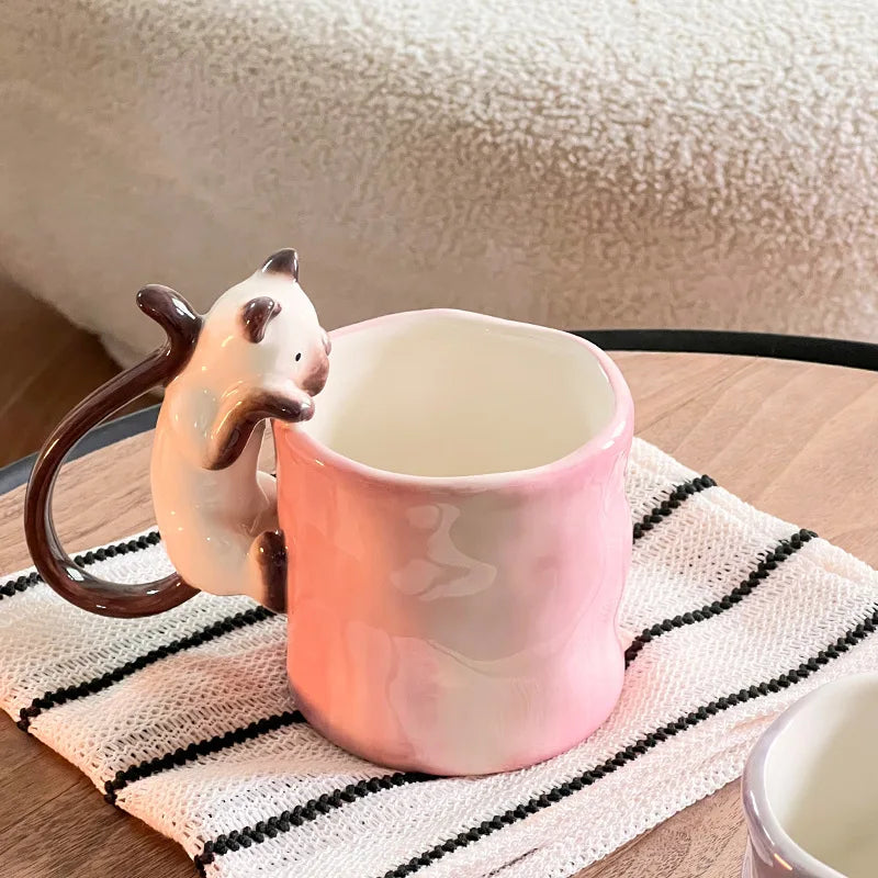 350ml Creative Ceramic Cat Mug with 3D Embossed Cat Design Exquisite Afternoon Tea Latte Coffee Cup Home Breakfast Milk Mug Gift